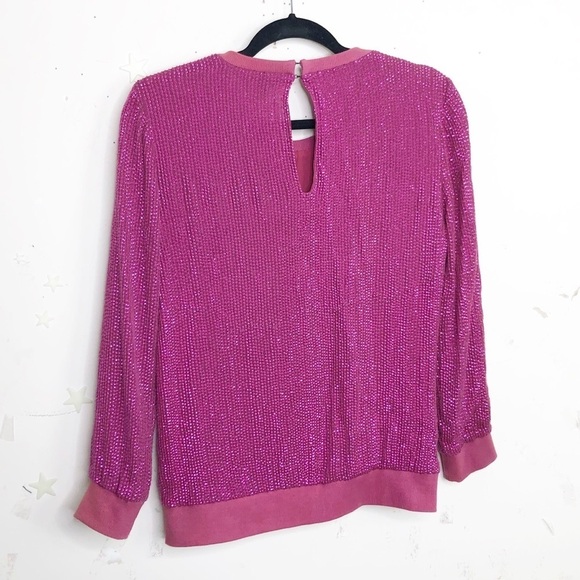 Mlv fuscia sequin Keyhole back blouse - Picture 2 of 11